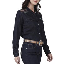Blusa Vaquera Wrangler Mujer Slim Fit Manga Larga 652 Multicolor