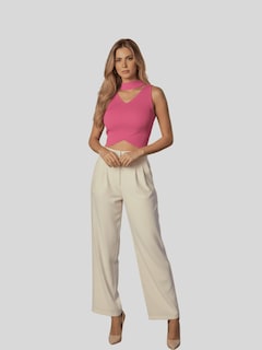 Foto 2 | Foto 2 | Blusa Crop Cuello Halter Canale Bl-1033 Fucsia Diseño Elegante Y Comodidad