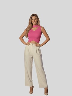 Foto 4 | Foto 4 | Blusa Crop Cuello Halter Canale Bl-1033 Fucsia Diseño Elegante Y Comodidad