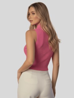Foto 7 | Foto 7 | Blusa Crop Cuello Halter Canale Bl-1033 Fucsia Diseño Elegante Y Comodidad