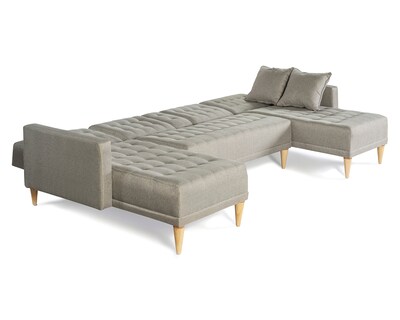 Foto 3 | Foto 3 | Sala Modular Doble Chaise Makora Marietta Con Memory Foam Color Gris Claro Lino Respaldo Reclinable De 3 Posiciones