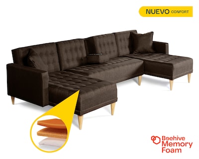 Foto 2 | Foto 2 | Sala Modular Doble Chaise Makora Marietta Con Memory Foam Color Chocolate Lino Respaldo Reclinable De 3 Posiciones