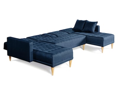 Foto 3 | Foto 3 | Sala Modular Doble Chaise Makora Marietta Con Memory Foam Color Azul Lino Respaldo Reclinable De 3 Posiciones