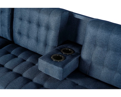 Foto 6 | Foto 6 | Sala Modular Doble Chaise Makora Marietta Con Memory Foam Color Azul Lino Respaldo Reclinable De 3 Posiciones