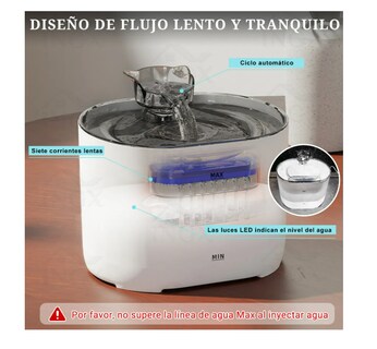 Foto 2 | Foto 2 | Fuente Para Gatos Bebedero Perro 74oz/2.2l Con Luz Filtro