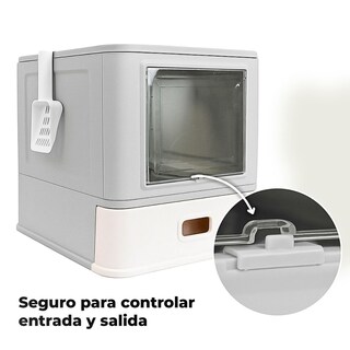 Foto 4 | Foto 4 | Arenero Cerrado Para Gato Bandeja Alta Inoxidable Anti Olor Gris Mu:4life