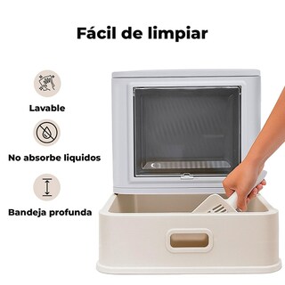 Foto 5 | Foto 5 | Arenero Cerrado Para Gato Bandeja Alta Inoxidable Anti Olor Gris Mu:4life