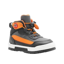 Tenis Bota Para Niño Casuales Cómodos Color Negro Naranja Negro