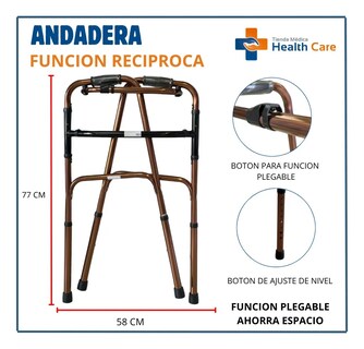 Foto 3 | Foto 3 | Andadera Aluminio Funcion 2 En 1 Plegable Ortopedica Estandar Adulto Variacion En Altura Bronce De Lujo