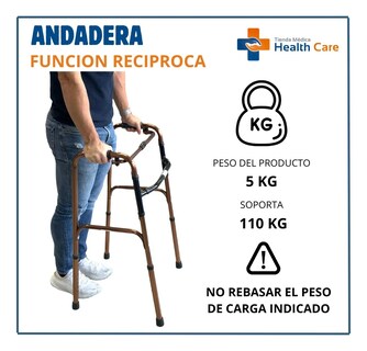 Foto 4 | Foto 4 | Andadera Aluminio Funcion 2 En 1 Plegable Ortopedica Estandar Adulto Variacion En Altura Bronce De Lujo