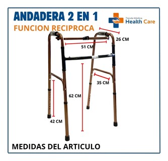 Foto 6 | Foto 6 | Andadera Aluminio Funcion 2 En 1 Plegable Ortopedica Estandar Adulto Variacion En Altura Bronce De Lujo
