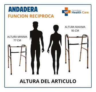 Foto 7 | Foto 7 | Andadera Aluminio Funcion 2 En 1 Plegable Ortopedica Estandar Adulto Variacion En Altura Bronce De Lujo