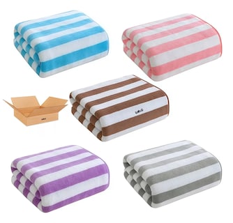 Foto 1 | Foto 1 | 5pcs Toallas Baño De Cuerpo Completo Grande 140x70cm Ralladas Diferentes Colores