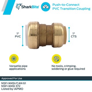 Foto 3 | Foto 3 | Acoplamiento De Transición Sharkbite 1 Cts X 1 Pvc Push To Connect - Venta Internacional.