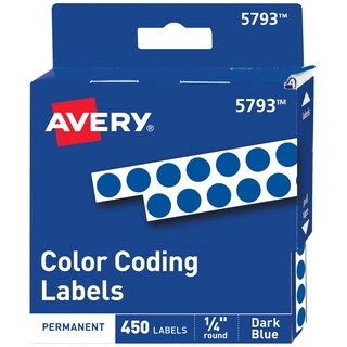 Foto 1 | Foto 1 | Pegatinas Avery Permanentes Redondas Con Codificación De Colores De 1/4 Pulgadas Azul - Venta Internacional.
