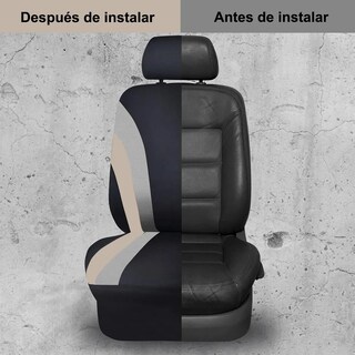 Foto 6 | Foto 6 | ''funda Universal Para Asiento De Automóvil De 5 Asientos Beige Negro Gris ''