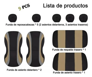 Foto 3 | Foto 3 | ''funda Universal Para Asiento De Automóvil De 5 Asientos Beige Negro Gris ''