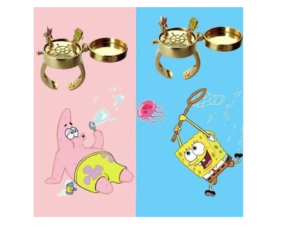 Foto 2 | Foto 2 | 2 Anillos De Bob Esponja Para Mejores Amigos Anillo Bff 2