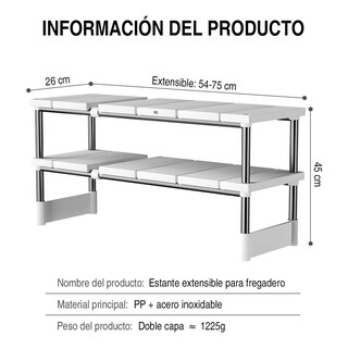 Foto 2 | Foto 2 | Retráctil Y Ajustable Organizador De Estante De Cocina Eo Safe Imports Esi-21924 Blanco