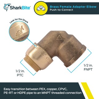 Foto 2 | Foto 2 | Codo Adaptador Hembra Sharkbite De 90 Grados Para Montaje De Fontanería - Venta Internacional.