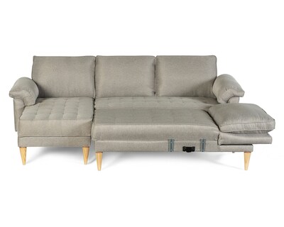Foto 4 | Foto 4 | Sala Modular Doble Chaise Makora Salazar Con Memory Foam Color Gris Claro Lino Respaldo Reclinable De 3 Posiciones