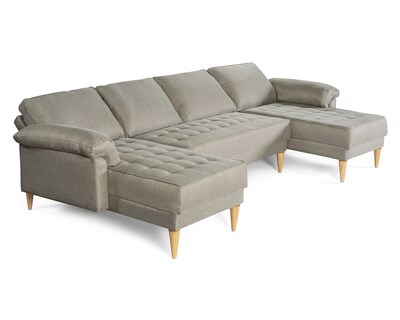 Foto 5 | Foto 5 | Sala Modular Doble Chaise Makora Salazar Con Memory Foam Color Gris Claro Lino Respaldo Reclinable De 3 Posiciones