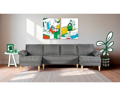 Foto 1 | Foto 1 | Sala Modular Doble Chaise Makora Salazar Con Memory Foam Color Oxford Lino Respaldo Reclinable De 3 Posiciones