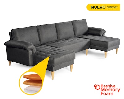 Foto 2 | Foto 2 | Sala Modular Doble Chaise Makora Salazar Con Memory Foam Color Oxford Lino Respaldo Reclinable De 3 Posiciones