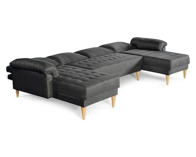 Foto 5 | Foto 5 | Sala Modular Doble Chaise Makora Salazar Con Memory Foam Color Oxford Lino Respaldo Reclinable De 3 Posiciones