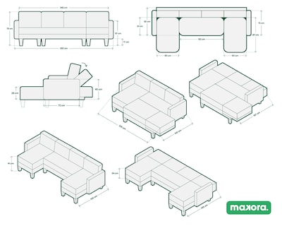 Foto 7 | Foto 7 | Sala Modular Doble Chaise Makora Salazar Con Memory Foam Color Oxford Lino Respaldo Reclinable De 3 Posiciones