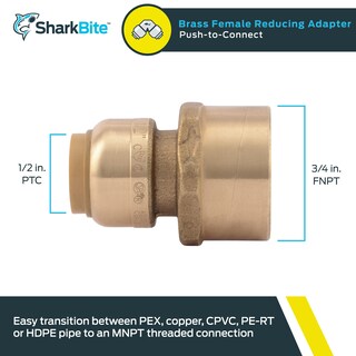 Foto 2 | Foto 2 | Adaptador De Conexión Push Fnpt Sharkbite De Latón De 1/2 X 3/4 Pulgadas - Venta Internacional.
