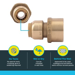 Foto 3 | Foto 3 | Adaptador De Conexión Push Fnpt Sharkbite De Latón De 1/2 X 3/4 Pulgadas - Venta Internacional.
