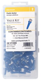 Foto 1 | Foto 1 | Kit De Anclaje De Plástico Hillman 373500 Con Tornillos De Cabeza Plana - Venta Internacional.
