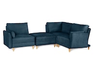 Sala De 4 Modúlos Makora Everyn Con Memory Foam Color Azul Chenille Respaldo Reclinable De 3 Posiciones