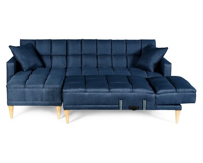 Foto 4 | Foto 4 | Sala Modular Doble Chaise Makora Travis Con Memory Foam Color Azul Lino Respaldo Reclinable De 3 Posiciones