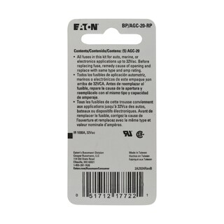 Foto 2 | Foto 2 | Fusible Bussmann Bp/agc-20 De 20 Amperios De Acción Rápida Color Amarillo - Venta Internacional.