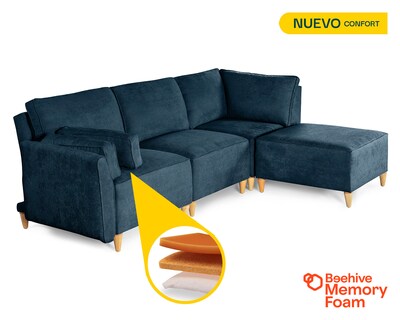 Foto 2 | Foto 2 | Sala De 4 Módulos Makora Morelli Con Memory Foam Color Azul Chenille Respaldo Reclinable De 3 Posiciones