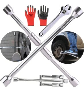 Foto 1 | Foto 1 | Llave Cruz Cruceta Reforzada Para Auto 17/19/21/23mm+ Llave Ajustable+guantes Kit 3pcs