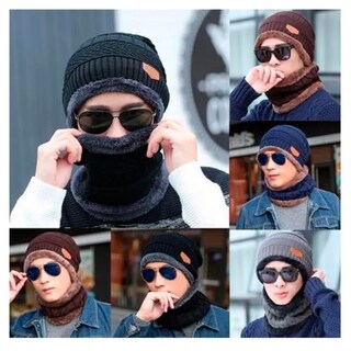 Foto 3 | Foto 3 | Conjunto Gorro Y Bufanda Cuellera Protectora Invierno Tejido