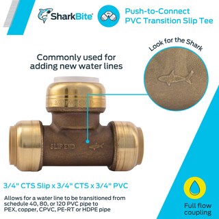 Foto 2 | Foto 2 | Camiseta De Transición Sharkbite De 3/4 Pulgadas Slip Cts X Pvc - Venta Internacional.