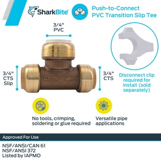 Foto 3 | Foto 3 | Camiseta De Transición Sharkbite De 3/4 Pulgadas Slip Cts X Pvc - Venta Internacional.