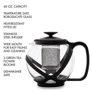 Foto 2 | Foto 2 | Tetera Primula Tempo Glass 1.2 L Con 2 Tés En Flor Color Negro - Venta Internacional.