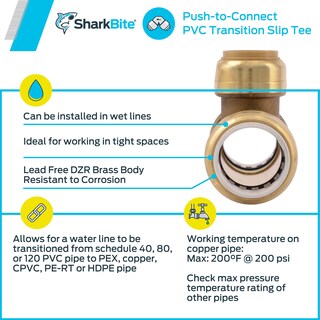 Foto 4 | Foto 4 | Slip Tee Sharkbite 3/4 Pulgadas Ips Cts De Latón Sin Plomo - Venta Internacional.