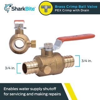 Foto 2 | Foto 2 | Válvula Esférica Crimpada Sharkbite De 3/4 Pulgadas Con Conector De Drenaje De Latón - Venta Internacional.
