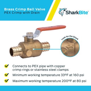 Foto 4 | Foto 4 | Válvula Esférica Crimpada Sharkbite De 3/4 Pulgadas Con Conector De Drenaje De Latón - Venta Internacional.