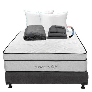 Foto 1 | Foto 1 | Colchón Restonic Lipa Matrimonial + Box Dicasa + Almohada Royal Twin + Protector Lux + Sábanas Royal