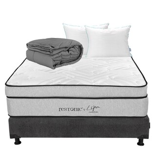 Foto 1 | Foto 1 | Colchón Restonic Lipa Matrimonial + Box Dicasa + Almohada Royal Twin + Edredón Homy