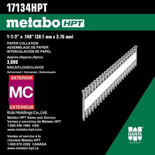 Foto 7 | Foto 7 | Uñas Para Enmarcar Metabo Hpt 17134hpt 36° 1 5 X 0 148 Pulgadas 3000 Unidades - Venta Internacional.