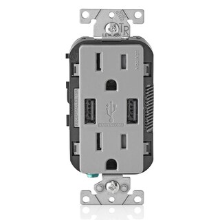 Foto 1 | Foto 1 | Cargador Usb Leviton T5632-g Tipo A Con Toma De 15 A Color Gris - Venta Internacional.