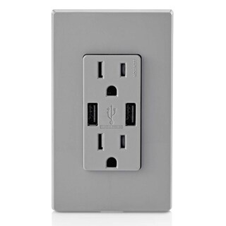 Foto 3 | Foto 3 | Cargador Usb Leviton T5632-g Tipo A Con Toma De 15 A Color Gris - Venta Internacional.